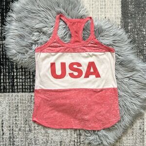 CHASER Women's Vintage USA Patriotic Burnout Tank 4th of July Stripe SZ Med $64